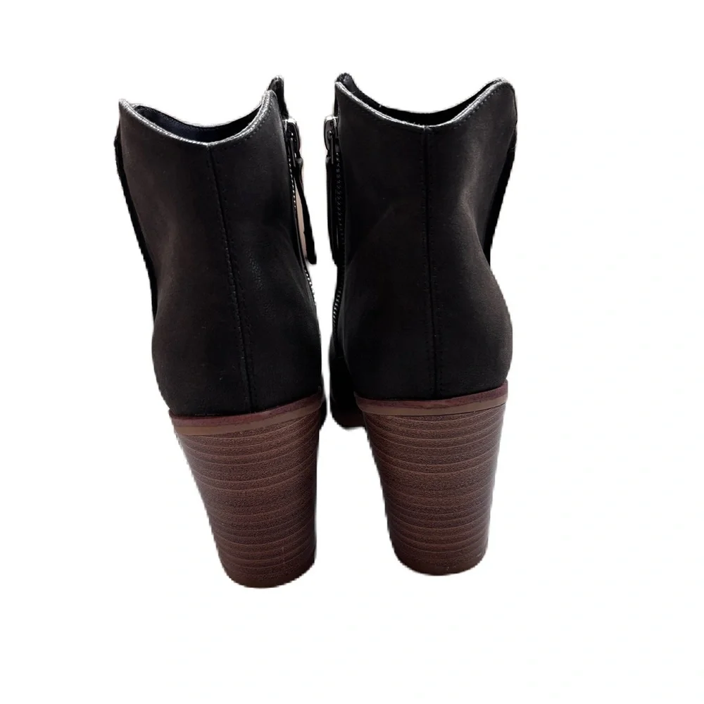 MIA Barby Bootie Black Brushed‎ Block Heel Ankle Boots Size 9